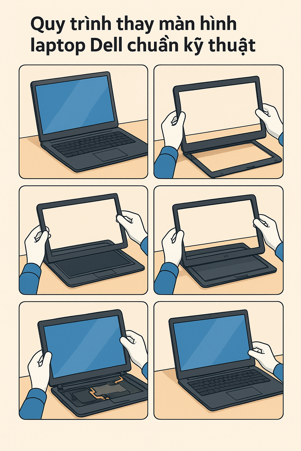 Quy trình thay màn hình laptop Dell chuẩn kỹ thuật